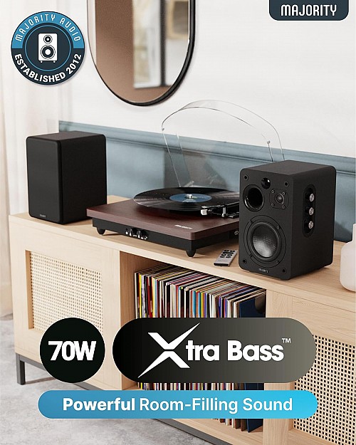 Majority Speakers Active D70X 70W 2.0 BT/USB/Phono/HDMI ARC Black (pair)