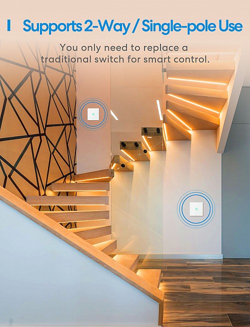 Meross Homekit Smart Wi-Fi Wall Switch 1-Gang 2-way MSS550HK-EU
