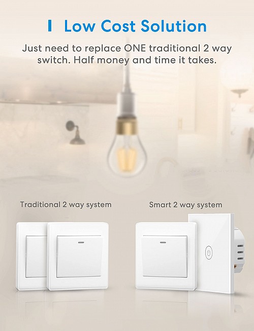 Meross Homekit Smart Wi-Fi Wall Switch 1-Gang 2-way MSS550HK-EU