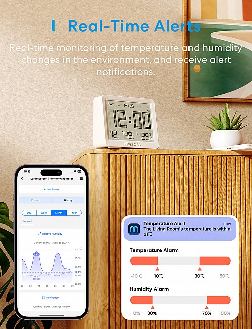 Meross Homekit Smart Temperature & Humidity Sensor (Matter) MS130MA-EU