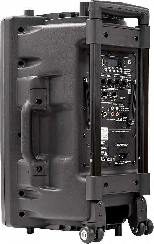 QTX QR15PA 15 Professional Portable Karaoke & PA Speaker with 2x Wireless Microphones, Bluetooth USB & FM 178.848UK