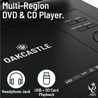 Oakcastle Portable & Rechargeable 15.6 DVD Player with Swivel & Flip HD Screen