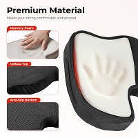 Lumivida Ergonomic Seat Cushion for Coccyx Orthopedic with Memory Foam & Carry Handle RSC01-2