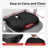 Lumivida Ergonomic Seat Cushion for Coccyx Orthopedic with Memory Foam & Carry Handle RSC01-2