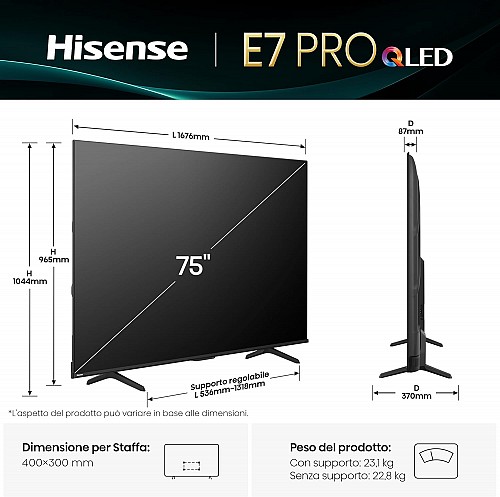 Hisense 75E7Q PRO 75 4K Smart QLED TV 144 HZ
