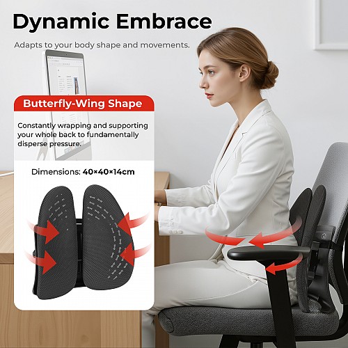 Lumivida Ergonomic Lumbar Support Cushion Ergonomic with Breathable Mesh Cover RLC03-1