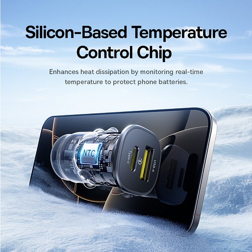 Baseus GoTrip DP1 Car Charger 30W U+C Cosmic Black