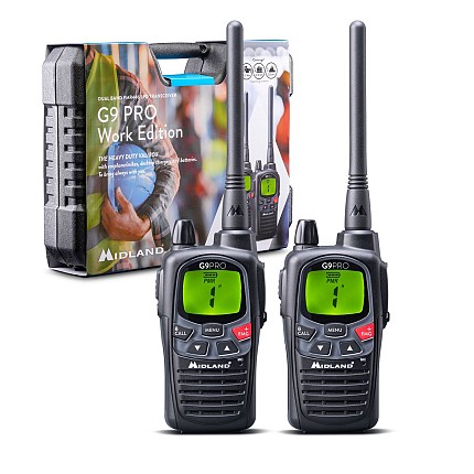 Midland G9 Pro Work Edition Valibox Includes 2x G9 Pro with Long Antenna, 2x Earphones & Carry Case