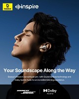 Baseus Headphones In Ear TWS, ANC, Dolby Audio, 45H Playtime, Inspire XP1 By BOSE  White