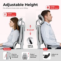 Lumivida Office Chair Ergonomic Mesh Lumbar Support Adjustable Seat/Armrest CH10-26 Grey