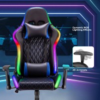 Lumivida Gaming Chair with Headrest, Lumbar Support & RGB Lights CH06-30 Black