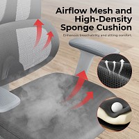 Lumivida Office Chair Ergonomic Mesh Lumbar Support Adjustable Seat/Armrest CH10-26 Grey