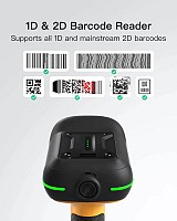 Inateck Barcode Scanner 1D/2D Wireless 2.4GHz/Bluetooth USB-A 2600mAh Smart Charging Base AI Industrial BCST-75S Black