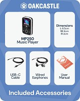 Oakcastle MP250 Portable MP3 Player with 16GB Built-in Memory, Bluetooth & Earphones