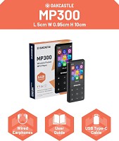 Oakcastle MP300 Portable MP3 Player Metal Design with 64GB Memory, Built-in Speaker, Bluetooth for Wireless Streaming & Wired Earphones Included