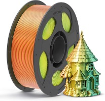 Anycubic PLA SILK-TRI-COLOR Red Yellow Green 1Kg. Ideal usage: Highly detailed display pieces, articulated toys/dragons, vases, abstract sculptures, and eye-catching decorative items where you want a dynamic visual effect.