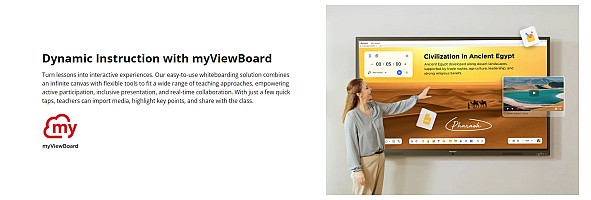 Viewsonic Viewboard Interactive Display Whiteboard 75 4K Android EDLA 64-Point Touch 2.1 Speakers 8 Mic Array IFP7541-1-1C