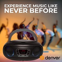 Denver TCL-212BTGR Grey Portable BoomBox with CD, FM Radio, USB, Bluetooth & LED Lights