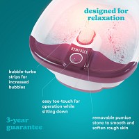 Homedics FS-55 Bubble Mate Foot Spa + Keep Warm Hydro Massager with Toe Touch Control & Removable Pumice Stone