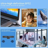 QOMO ConferenceCam 006 USB Camera 4K Wide Angle 120° AI Auto-Framing & Dual Microphones QWC-006