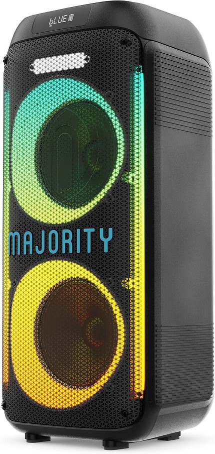 Majority Pulse P2 Portable Party & Karaoke Speaker with Wired Microphone, Bluetooth, USB/SD, Mic Echo, Treble, Bass Boost, TWS & LED Lights