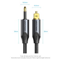 Vention AUDIO Optical Cable Toslink to Mini Toslink Aluminum 2.0m BKCBH