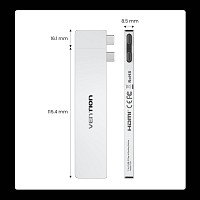 Vention IT Hub 7-in-2 Plug-In Docking Station USB-C to HDMI 2xUSB3.0 SD PD140W THXH0