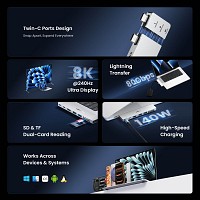 Vention IT Hub 7-in-2 Plug-In Docking Station USB-C to HDMI 2xUSB3.0 SD PD140W THXH0