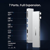 Vention IT Hub 7-in-2 Plug-In Docking Station USB-C to HDMI 2xUSB3.0 SD PD140W THXH0