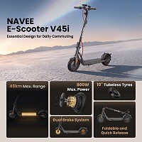 Navee Electric Scooter, 800W, 45km Range, Dual Braking System, Foldable, Traction Control System, IPX5, 4 Inch Display, V45i